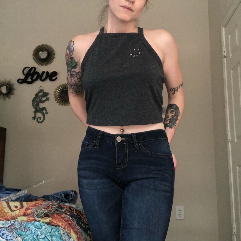 !!!SOLD!!! L.A. Hearts Fuck You Halter Crop Top